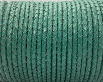 6mm Blue Turquoise Braided Leather Cord for DIY Crafts, and Jewelry. Leather rope for bracelets.