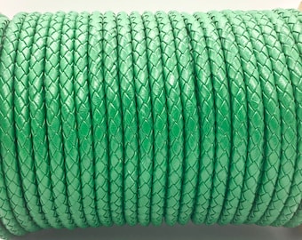 6mm Emerald Green Braided Leather Cord for DIY Crafts, and Jewelry. Leather rope for bracelets.
