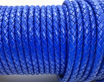 6mm Royal Blue Braided Leather Cord for jewelry, Leather rope for DIY craft, bracelets or earrings