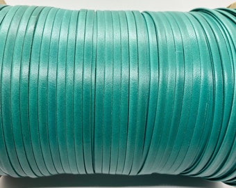 4mm Blue Turquoise Flat Leather Cord for jewelry, Leather rope for DIY crafts, bracelets.