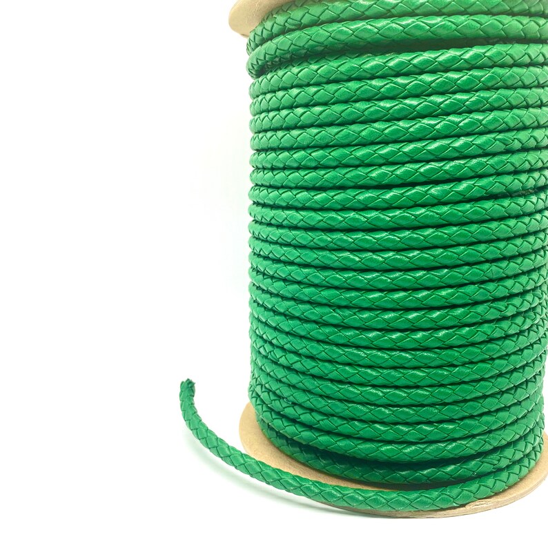 6mm Emerald Green Braided Leather Cord for DIY Crafts, and Jewelry