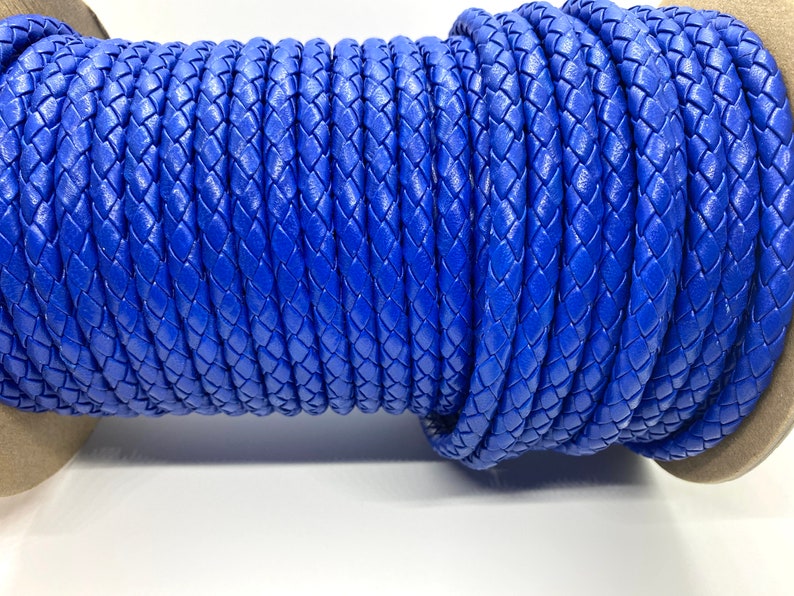 bracelets or earrings Leather rope for DIY craft 6mm Royal Blue Braided Leather Cord for jewelry
