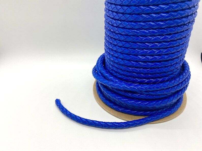 bracelets or earrings Leather rope for DIY craft 6mm Royal Blue Braided Leather Cord for jewelry