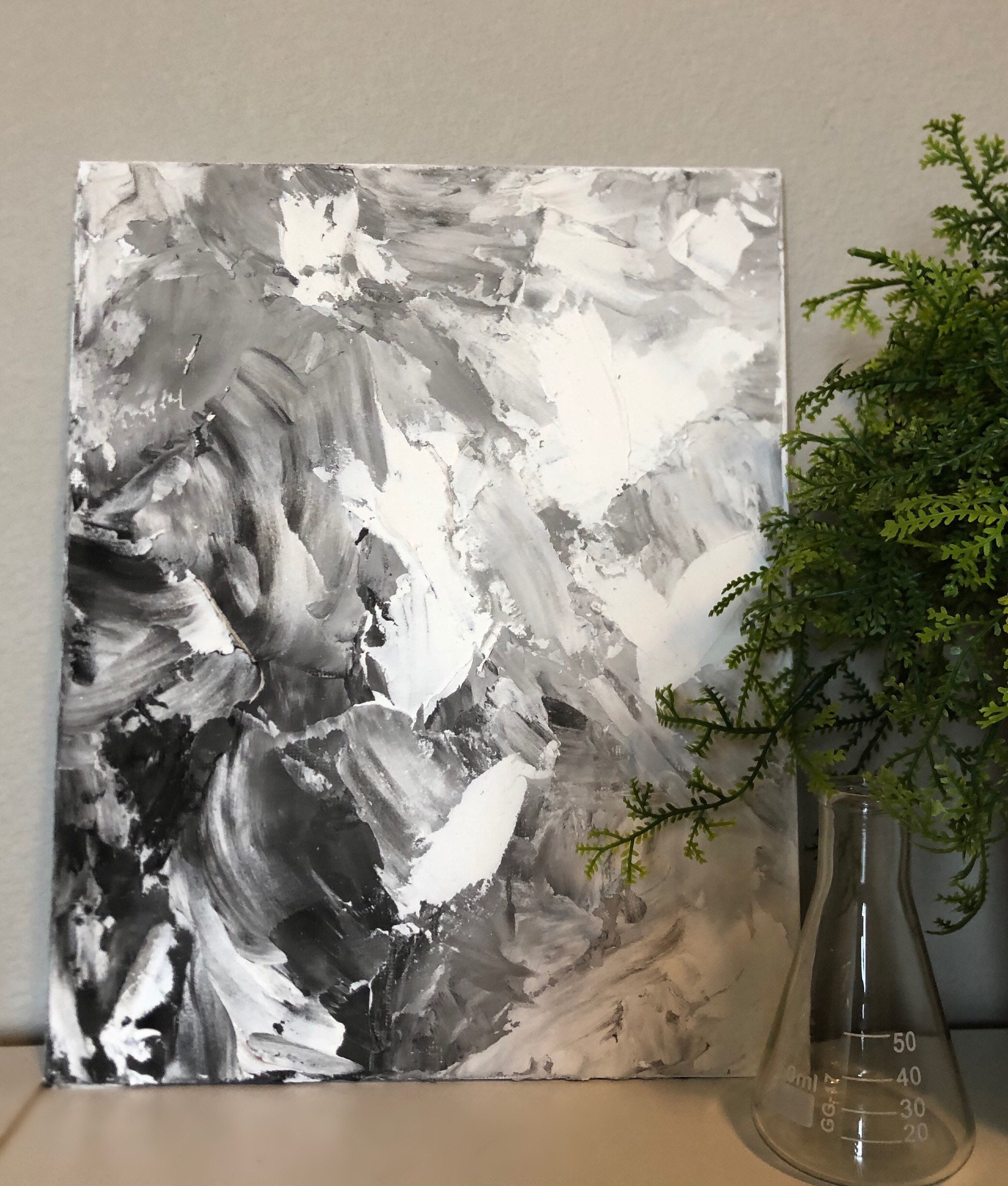 Abstract Greytone Spackle on Canvas Panel Etsy New Zealand