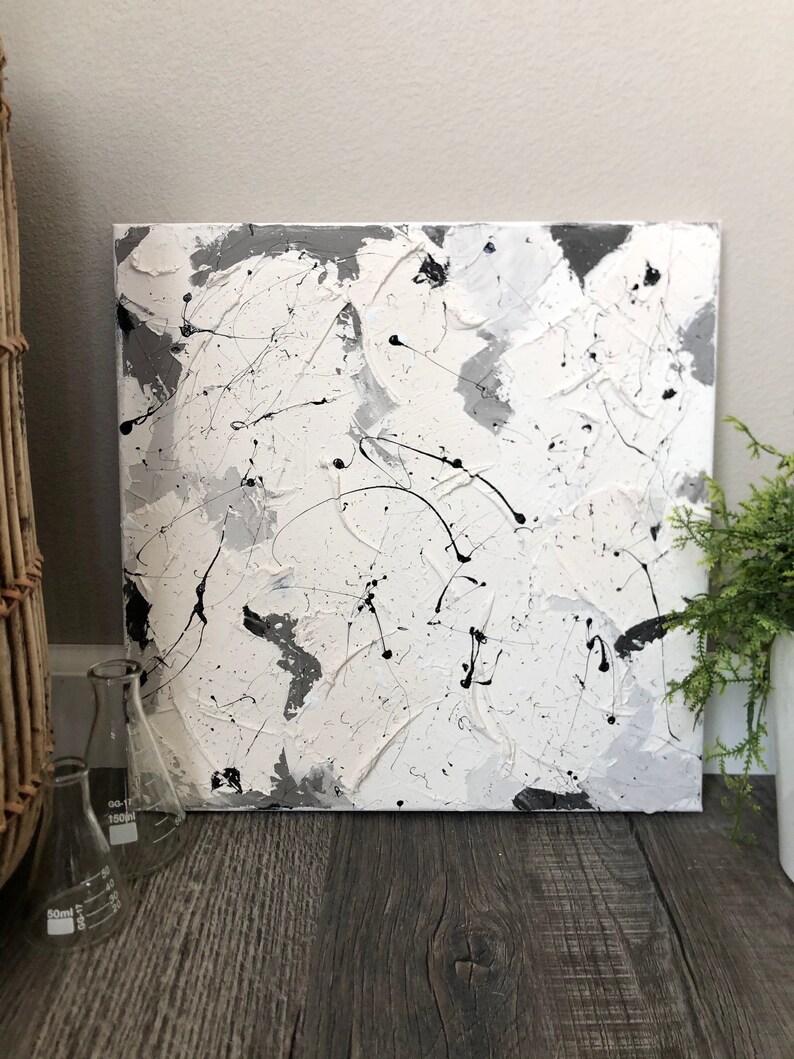 Abstract Black and White Spackle and Splatter on Canvas Etsy
