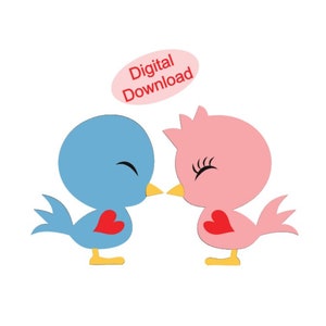Love Birds SVG / San Valentino / San Valentino / Carino / SVG / Digitale / Anniversario / Decalcomania / Iron On / Cards