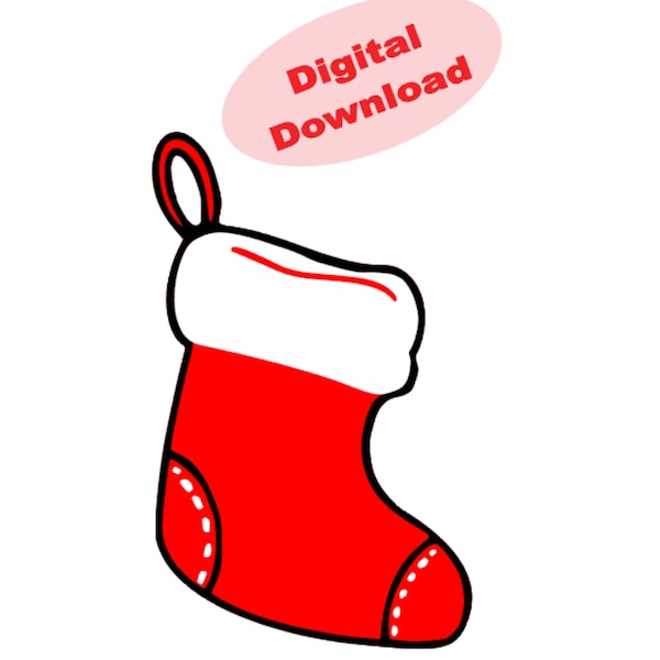 Christmas Stocking SVG | Printable Stocking | Holiday Decor | Classroom Decoration | Digital Stocking