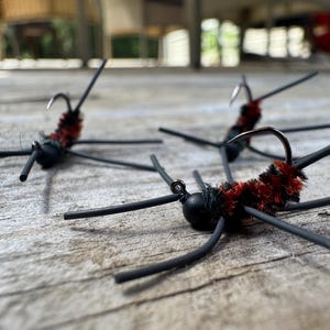 3 TUNGSTEN Pats Rubber Leg Jig Flies (sz 14- tobacco/black)