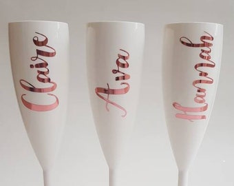 Elevate Celebrations with Personalized Plastic Champagne Flutes - White, Stylish, and Customizable