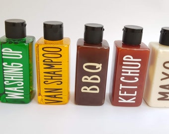 Campervan Condiment Bottles | Van Life Kitchen Storage | Space-Saving Travel Sauce Bottles for RV & Motorhome