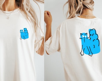 Camiseta engraçada de gato, camiseta com estampa de gatinho fofo, camiseta kawaii de gato, presente para amantes de gatos