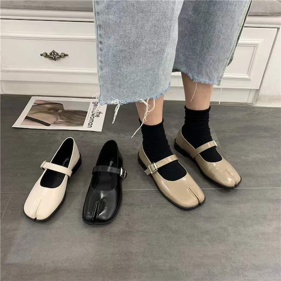 Tabi Split-toe Mary Jane Flats, Split Toe Mule Slippers, Tabi Flats Shoes,  Women Leather Tabi Ballet Shoes Sandal Split Toe -  Canada