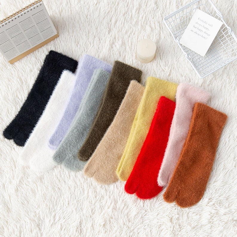 Fuzzy Tabi Socksjapanese Style Unisex Splittoe Tabi Cotton Etsy