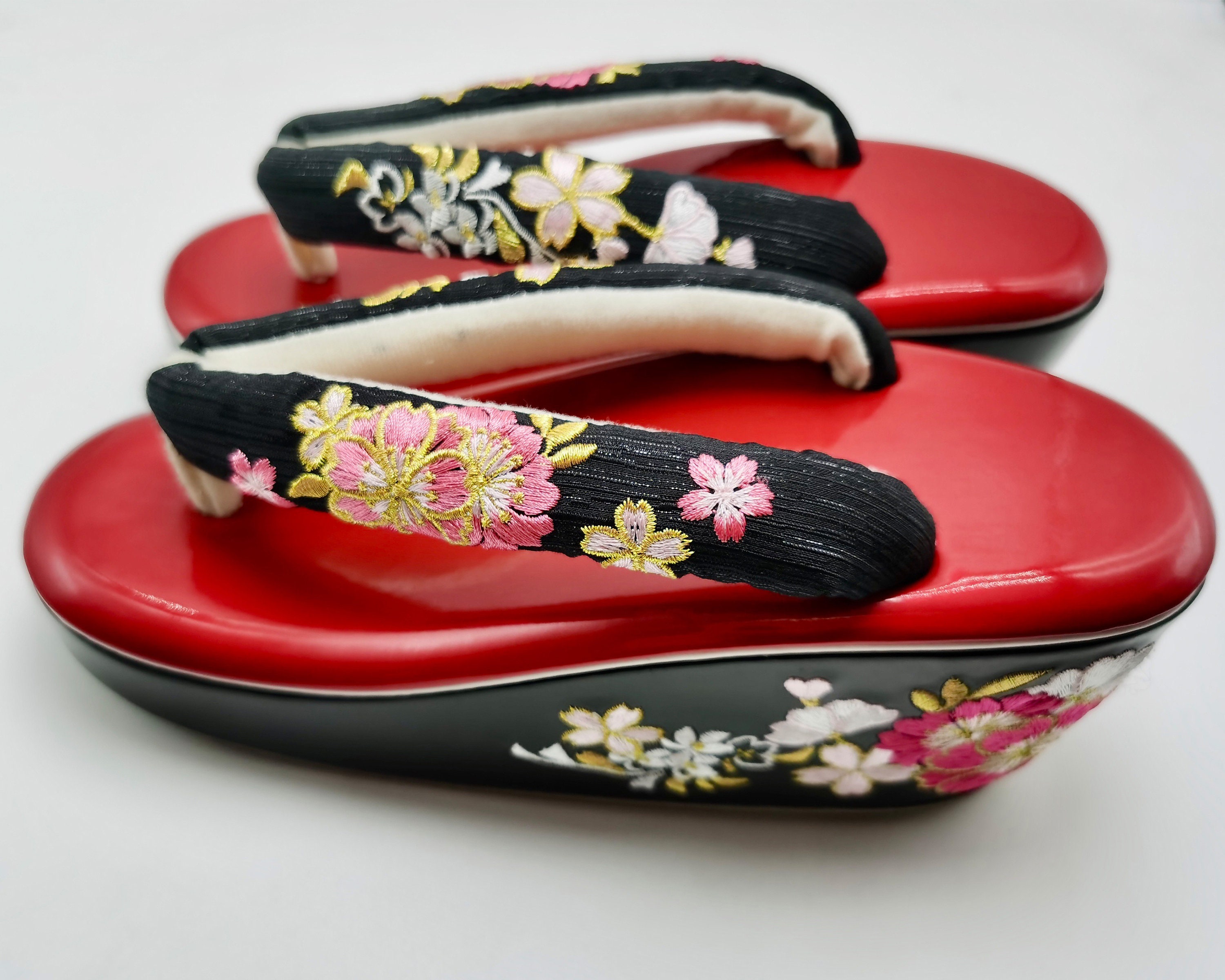 Japanese Geisha Kimono Embroidery Geta Embroidery Bag Set - Etsy