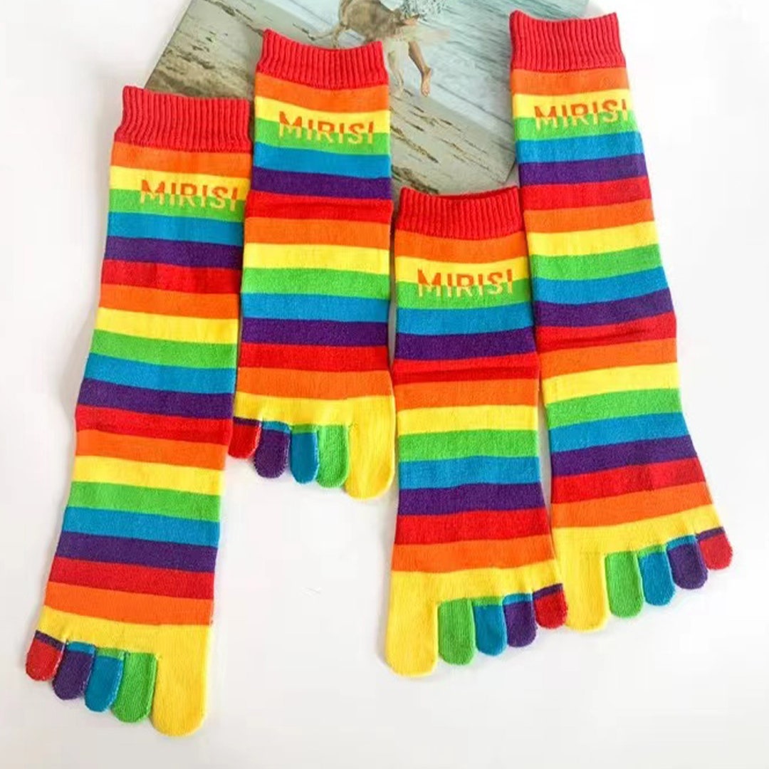 Rainbow Toe Socks , Splittoe Socks ,japanese Style, Unisex Splittoe, Tabi Cotton Socks, Etsy