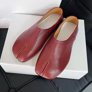 2023 New Color Tabi Loafers, Women leather Tabi Ballet Shoes  Sandal Split Toe