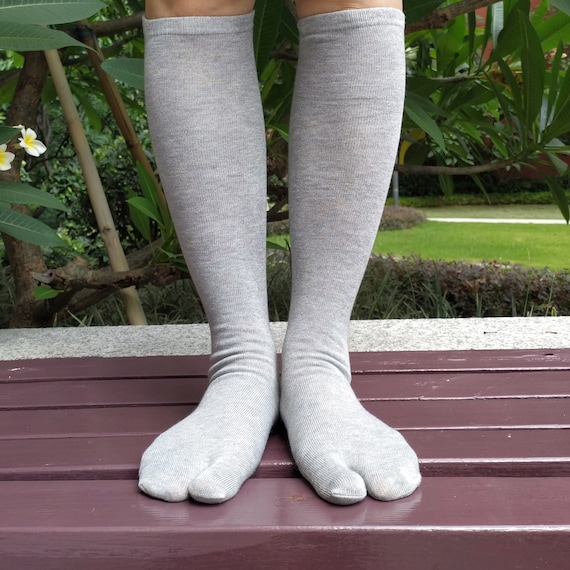 Knee High Tabi Socks, Japanese Style, Unisex Split-toe, Tabi