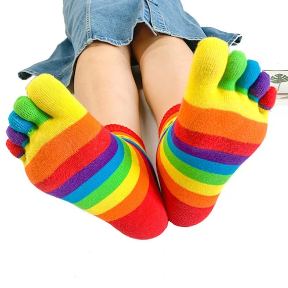 Rainbow Toe Socks , Split-toe Socks ,japanese Style, Unisex Split-toe, Tabi  Cotton Socks, 