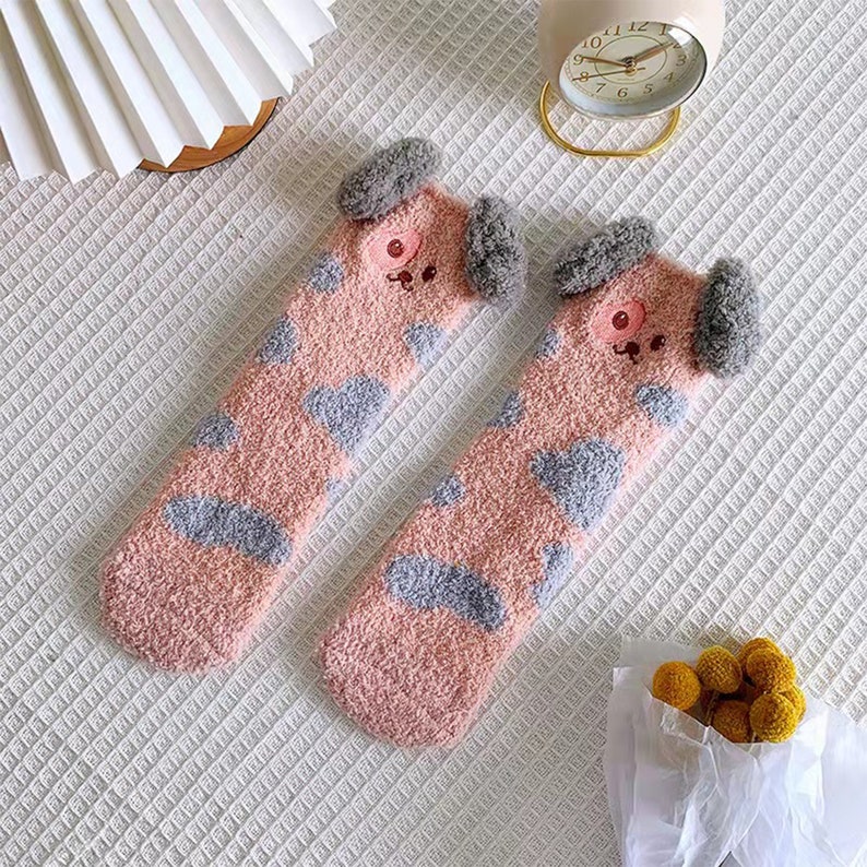 Cute Cartoon Fuzzy Socksanimal Paw Patternbed Sockswarm - Etsy
