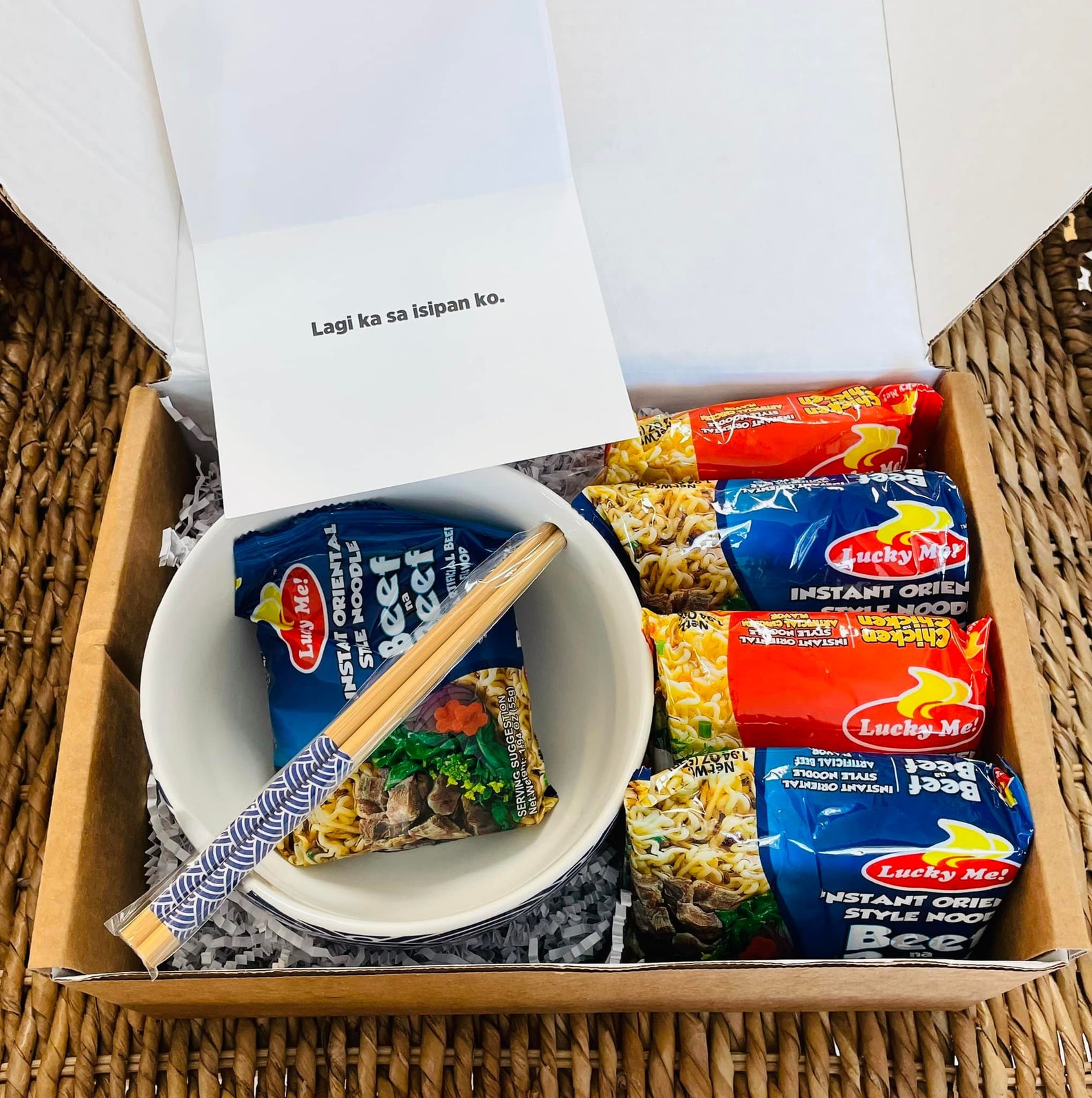 Ramen Noodle Bowl With Chopstick and 5 Lucky Me Ramen Noodles Etsy