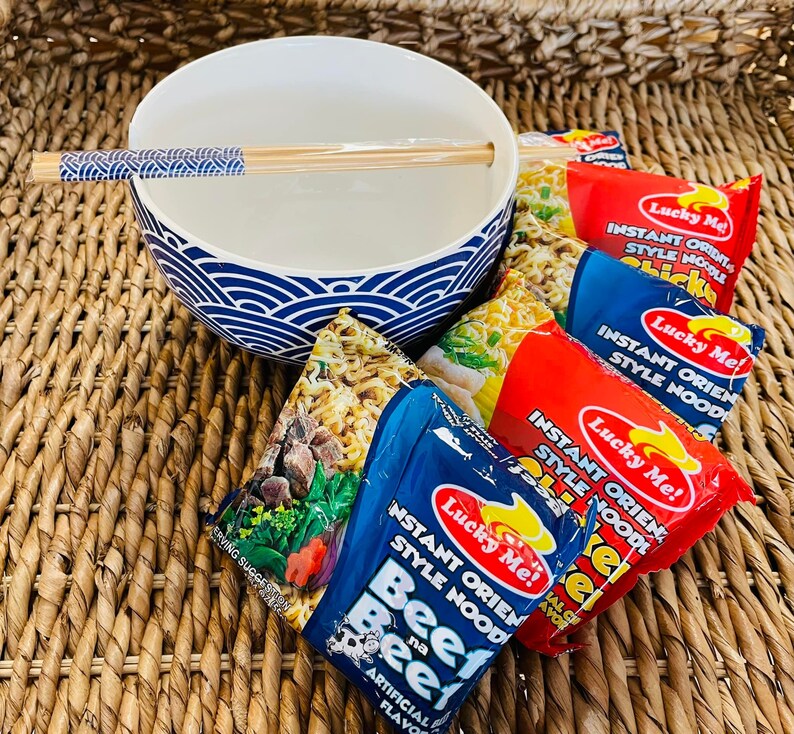 Ramen Noodle Bowl With Chopstick and 5 Lucky Me Ramen Noodles Etsy
