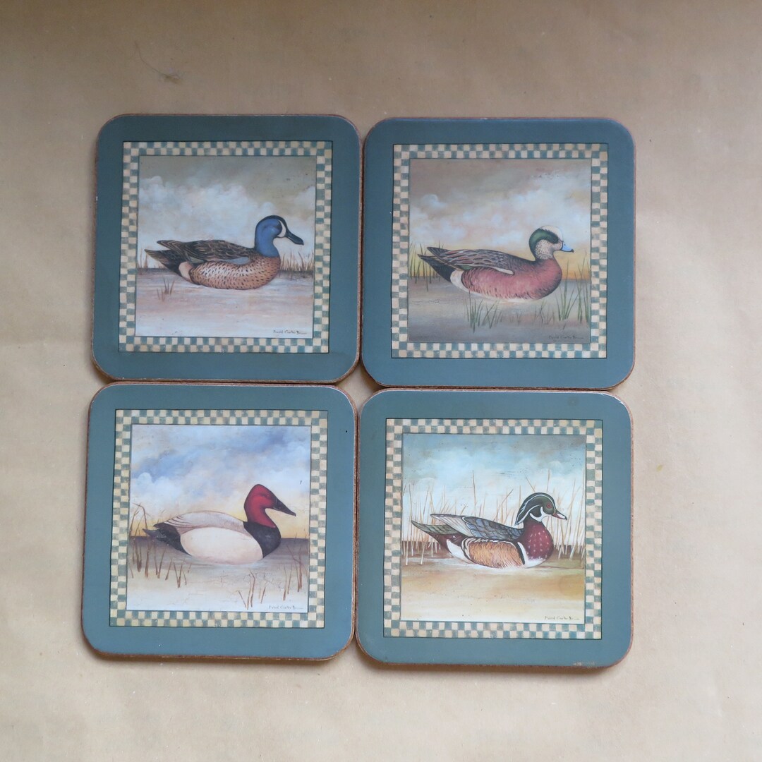 Vintage Set of 4 Pimpernel Square Coasters Depicting Ducks by Etsy