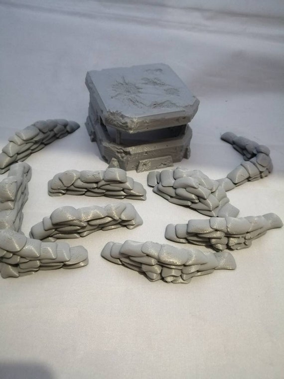 Bundle of WW1 Sandbags and Bunker Scenery Terrain for Miniature Battlefields