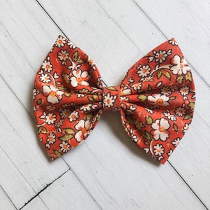 Orange Floral Bow | Toddler Accessories | Toddler Hair Clip | Girls Hair Accessories | Oversized Bow | Large Hair Bow | Fall Hair Bow