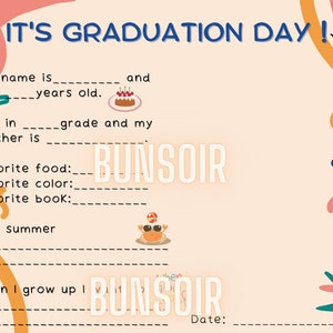 Last Day of School Printable, Kindergarten Graduation Keepsake, Handprint art End of school questionnaire, Preschool graduate interview