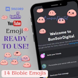 Twitch emotes / emote pack / streamer / Discord / Youtube / Poring / Pink Blobs / Cute Emoji Pack