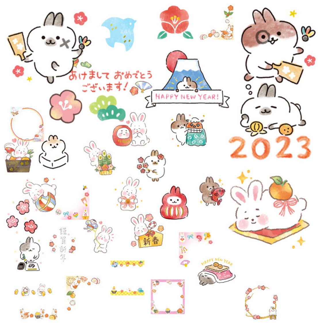 Lunar New Year Bunn Pack | 36 Cute Digital Sticker Pack |bunny Stickers ...
