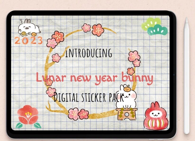 Lunar New Year Bunn Pack | 36 Cute Digital Sticker Pack |bunny Stickers ...