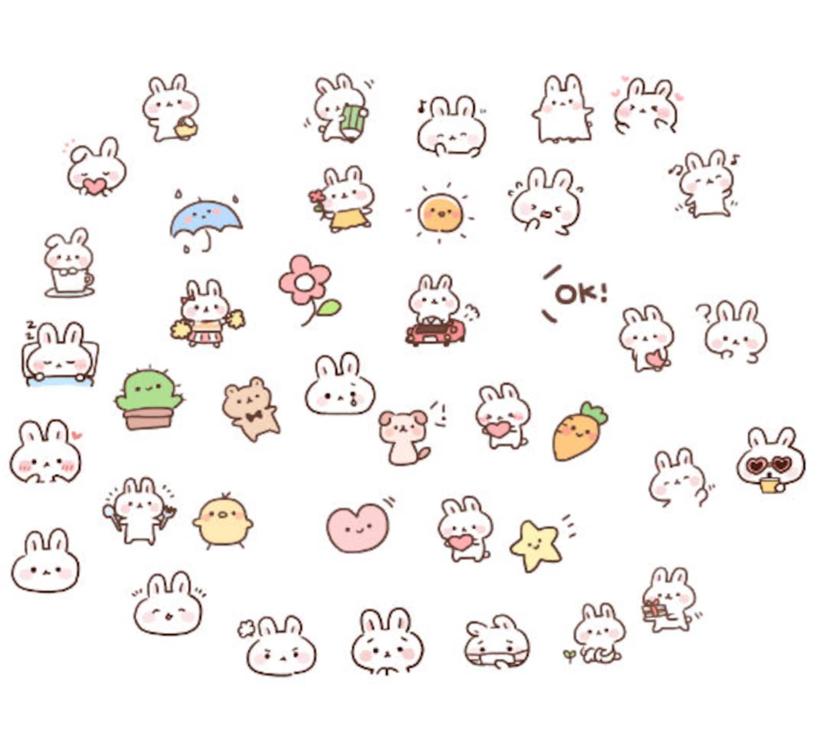 Cute Bunny Pack |cute Digital Sticker Pack |bunny Stickers | Download ...