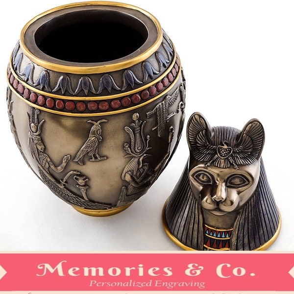 Cat Urn - Ancient Egyptian Mythology Artifact - Collectible Sculptured Figurine (Bastet)