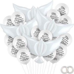 36 Pieces White Memorial Balloons with 4 Pieces Peace Dove Balloons Pigeon Bird Balloons