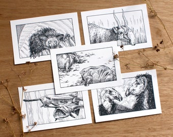 Art Cards: Ugly Endangered Species | 5 original illustrations