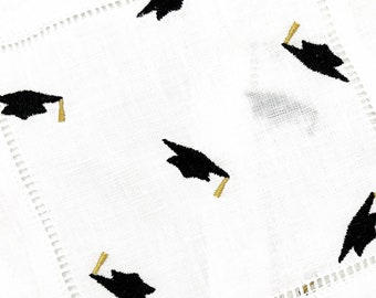 Graduation Party Cocktail Napkins |  Grad party decoration | Graduation celebration | college grad | champagne 6 in linen hemstitch napkin