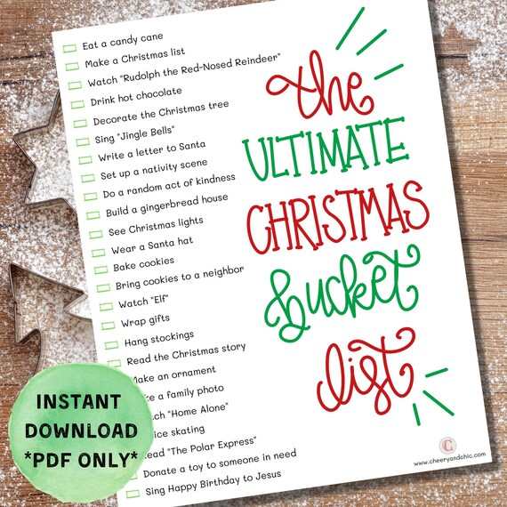 Christmas Bucket List PDF Instant Download Printable | Etsy