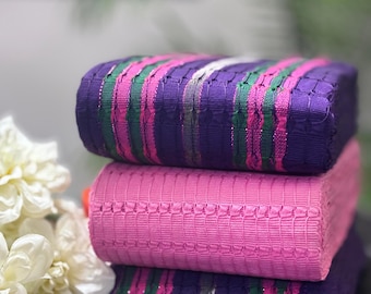 Multicolor Aso Oke Fabric Combo: Yoruba Woven Cotton Strips