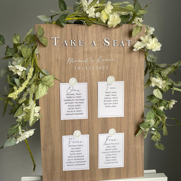 Wooden Seating Plan for Wedding Party Find Your Seat Sign for Wedding Guests Table Numbers with Guest Names for Wedding Party Gower Made
