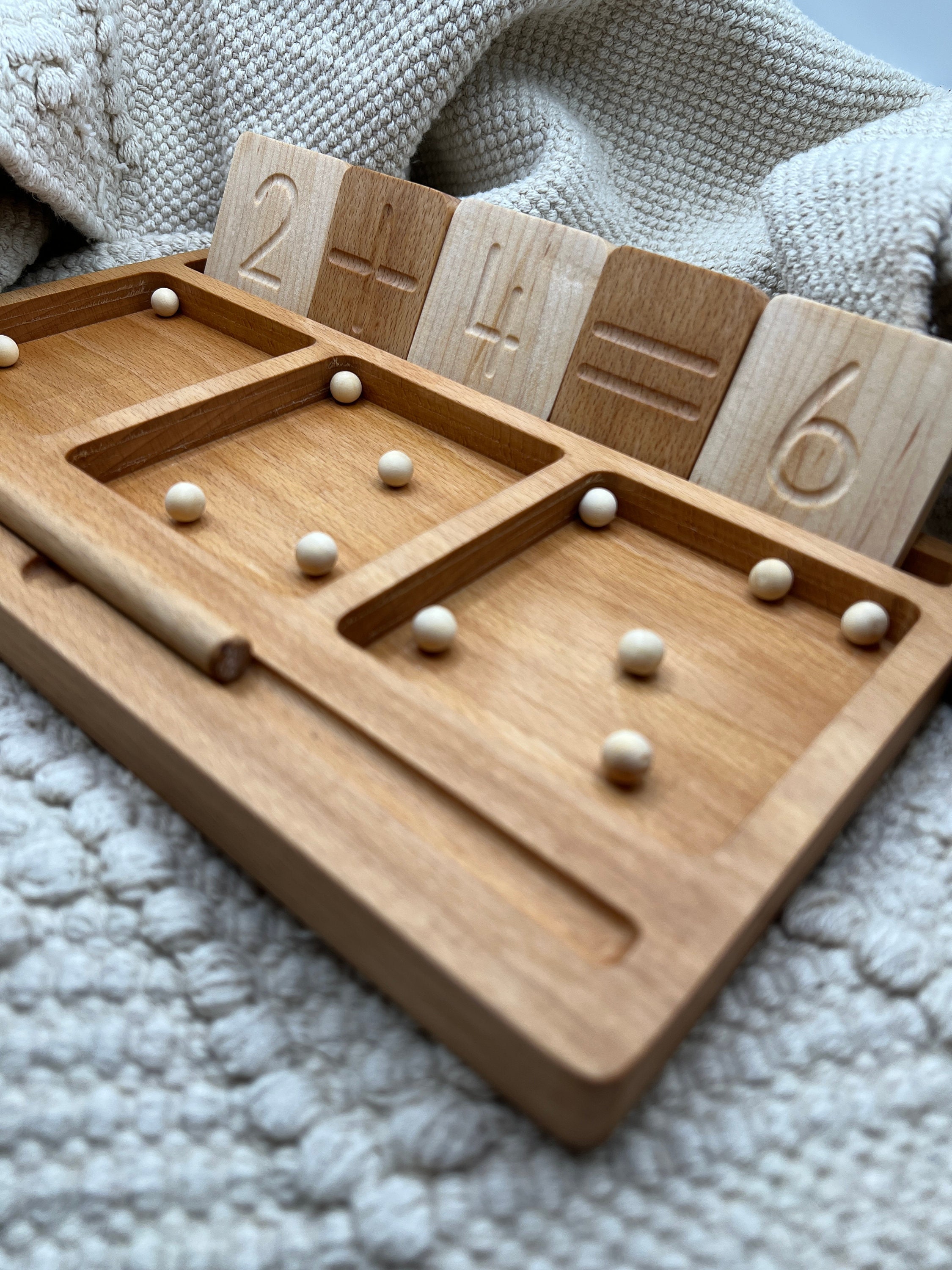 Wooden Number Tray Montessori Toy Number Formation Maths Sensory Learning Tool for Children Sustainable Numeracy Counting Board Gower Made