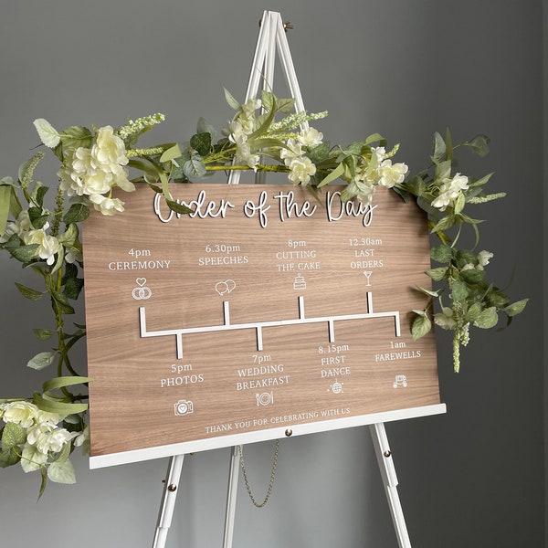 Wooden Order of the Day Wedding Sign Custom Made Wedding Signage Wood Decor for Wedding Gower Made