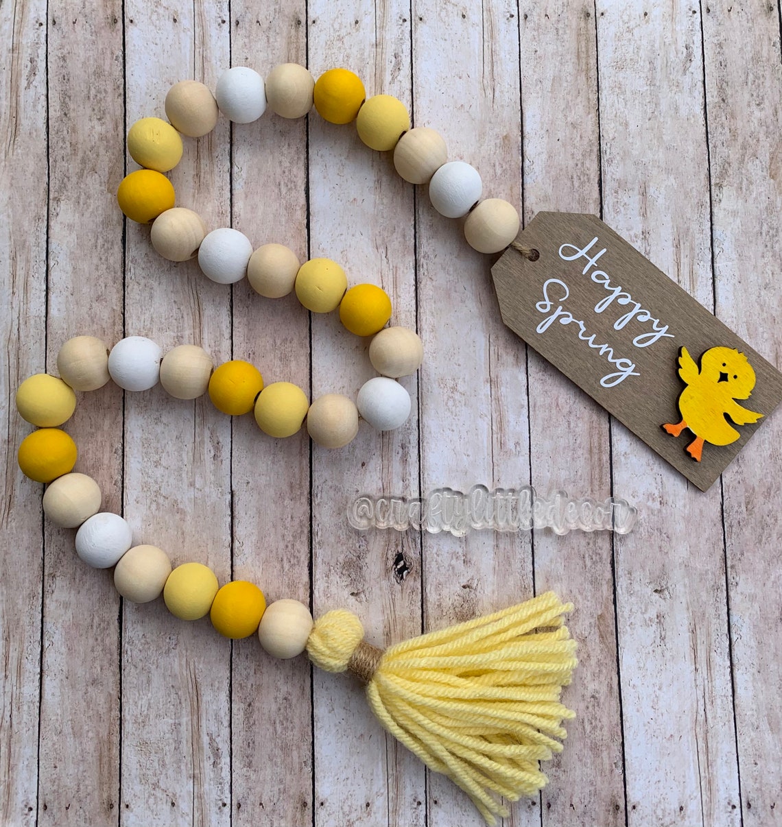 Easter Chick Wood Bead Garland Farmhouse Easter Beads Spring Etsy