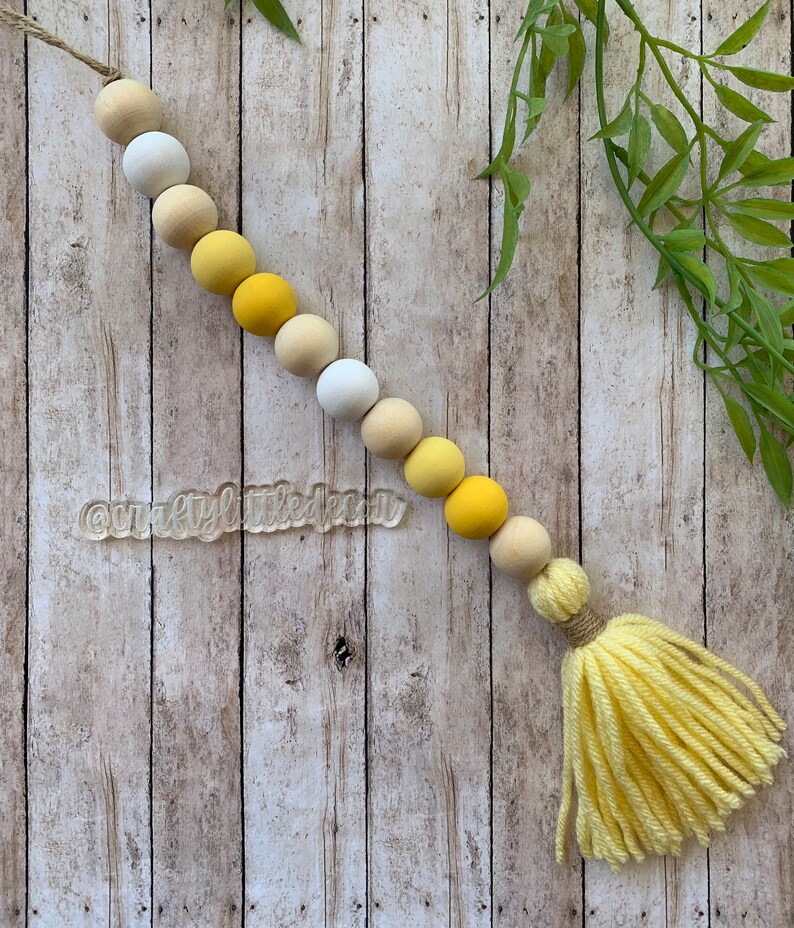 Easter Chick Wood Bead Garland Farmhouse Easter Beads Spring Etsy