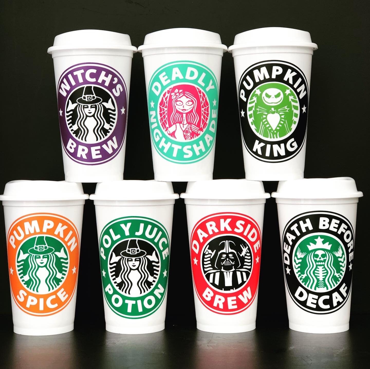 Starbucks inspired themed personalised reusable coffee cups. | Etsy
