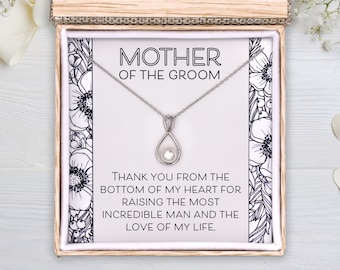 Mother of the Groom Pearl Necklace Gift, Thank You Mom Wedding Gift, Personalized Mother-in-Law Pearl Necklace, Jewelry Gift |  MSG-1040