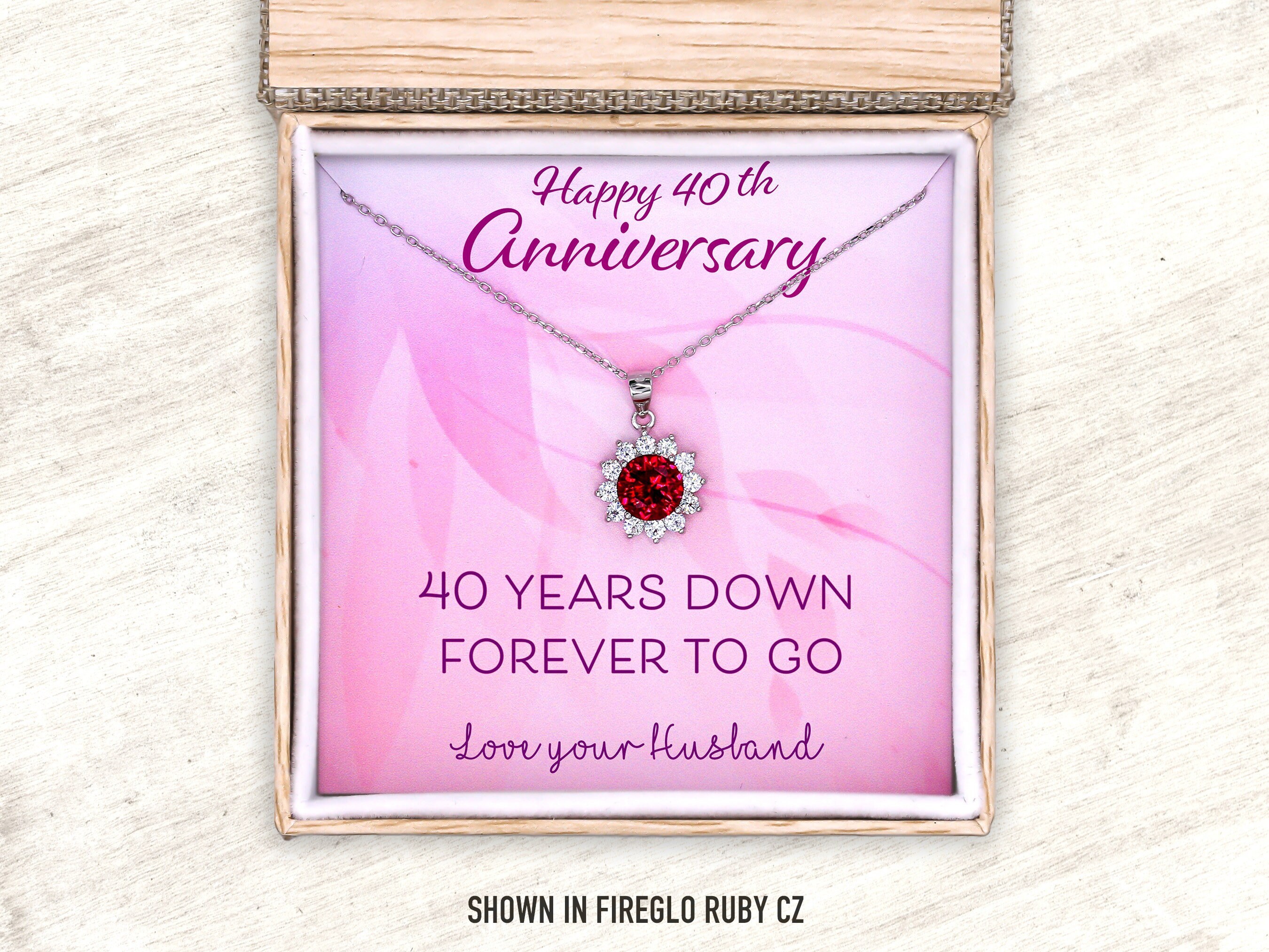 40th Anniversary Ruby Necklace Anniversary Gift for Wife Wedding