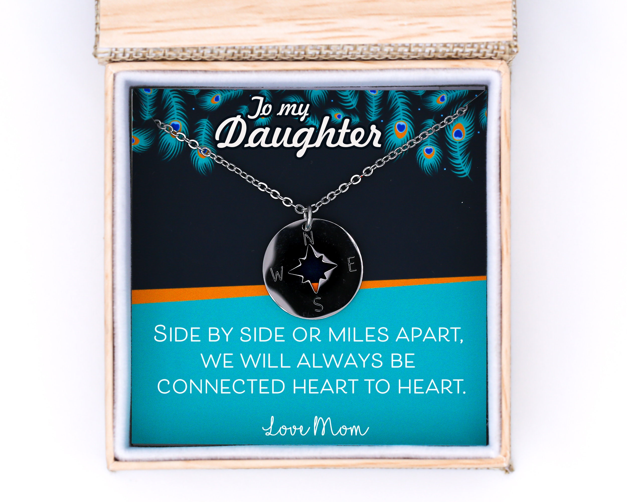 Daughter Compass Necklace Gift Long Distance Gift Mother Etsy