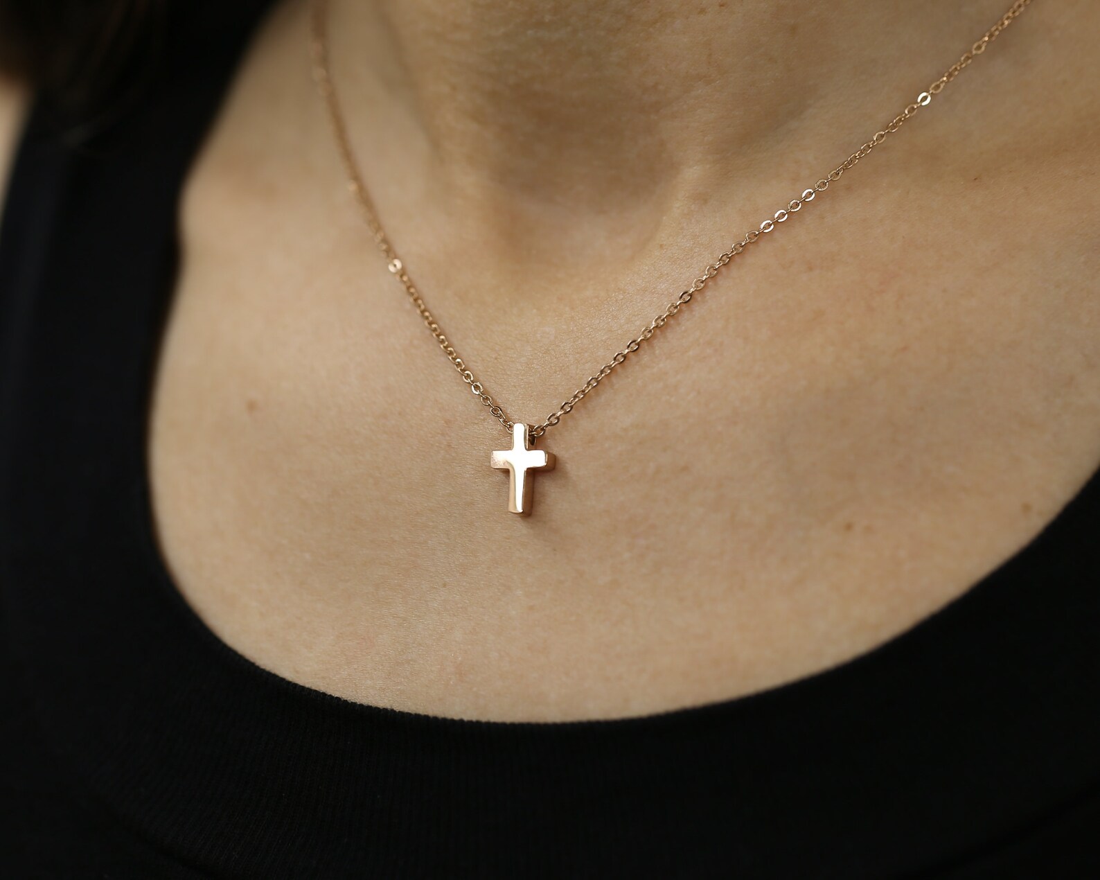 Baptism Christening Cross Necklace Minimalist Cross Necklace Etsy
