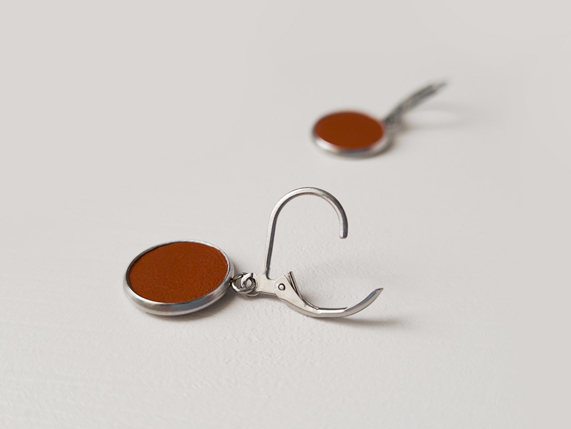 Sleeping Earrings in Stainless Steel and Cabochon in Real Etsy